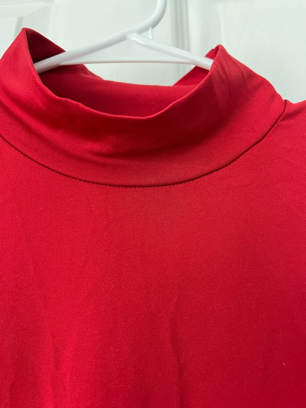 Red Long-Sleeve Midi Dress with Ruffled Hem - Picture 6 of 8